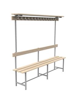 Скамья TI_СВТ-9 дерев. доска, спинка, вешалка, полка, 2000мм, рег.опора