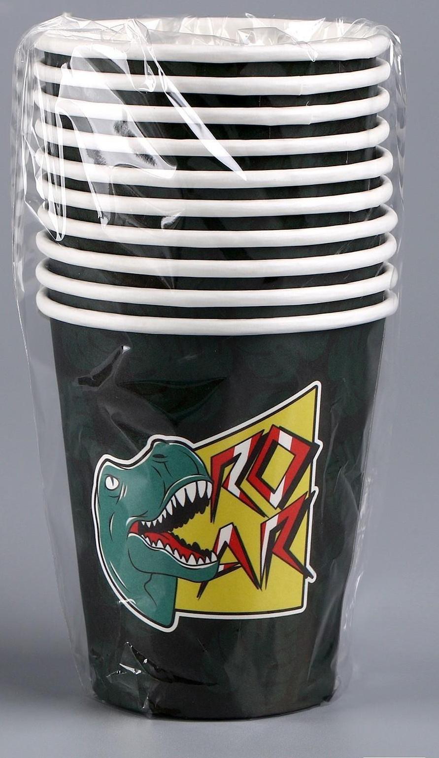 Стакан бумажный «Динозавр», свечки, 250 мл