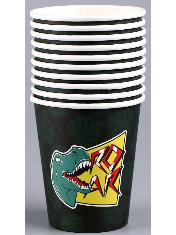 Стакан бумажный «Динозавр», свечки, 250 мл