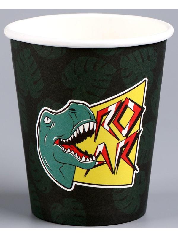 Стакан бумажный «Динозавр», свечки, 250 мл