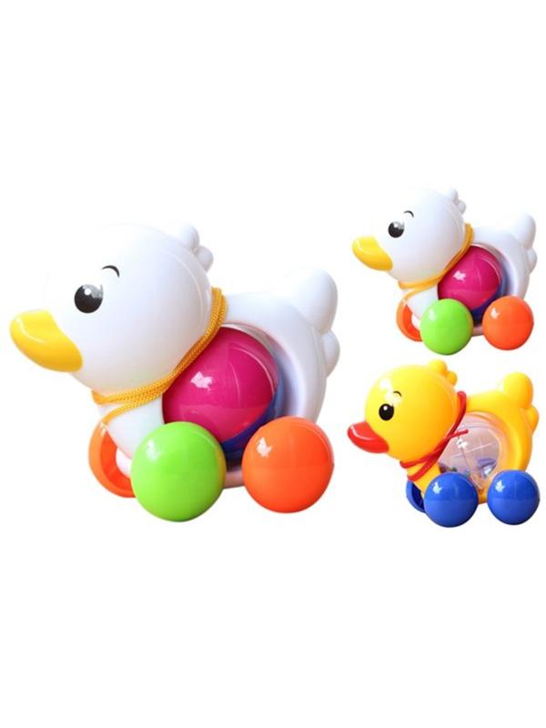 Каталка Уточка на веревочке, в ассорт., пакет