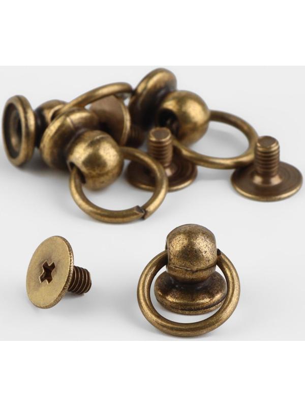 Кобурный винт d = 6/8 × 9 мм, с кольцом d = 10 мм, 4 шт, цвет бронзовый