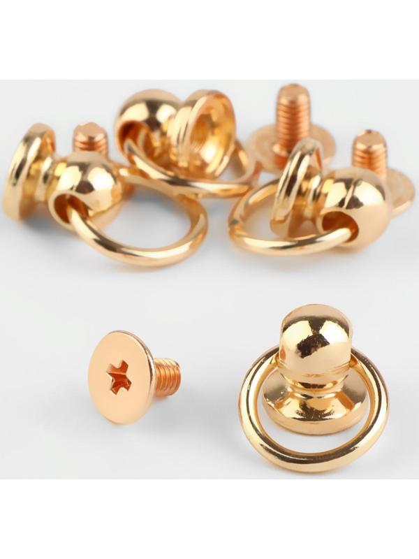 Кобурный винт d = 6/8 × 9 мм, с кольцом d = 10 мм, 4 шт, цвет золотой