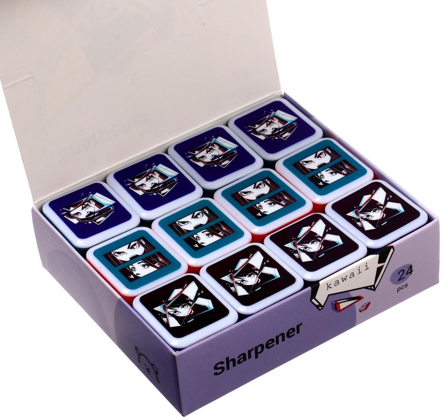 Точилка пластиковая MESHU Kawaii, 1 отверстие, МИКС