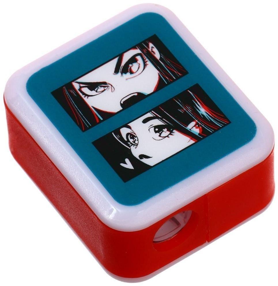 Точилка пластиковая MESHU Kawaii, 1 отверстие, МИКС