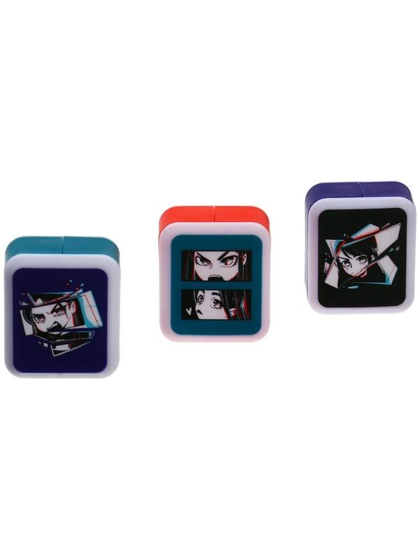 Точилка пластиковая MESHU Kawaii, 1 отверстие, МИКС