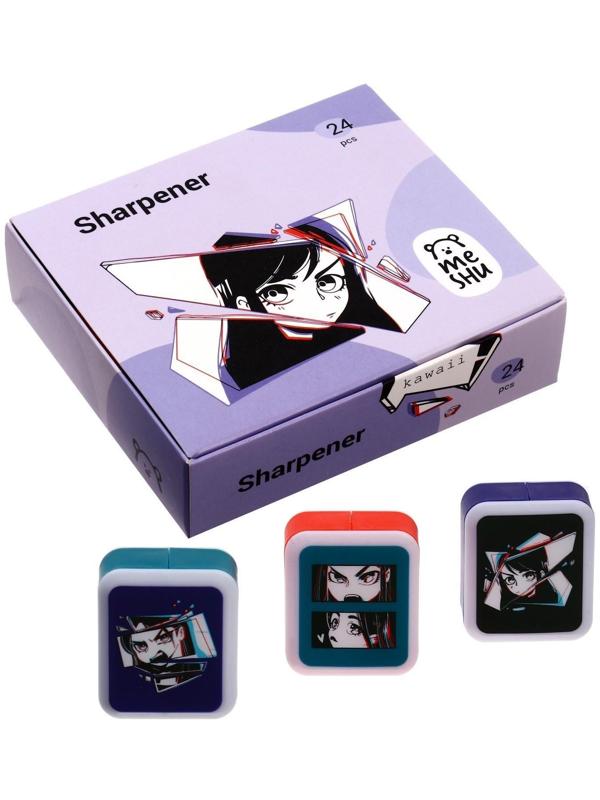 Точилка пластиковая MESHU Kawaii, 1 отверстие, МИКС