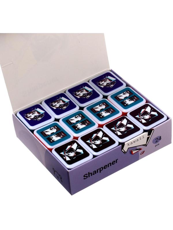 Точилка пластиковая MESHU Kawaii, 1 отверстие, МИКС