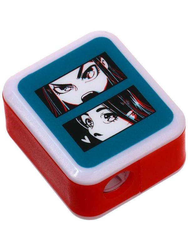 Точилка пластиковая MESHU Kawaii, 1 отверстие, МИКС