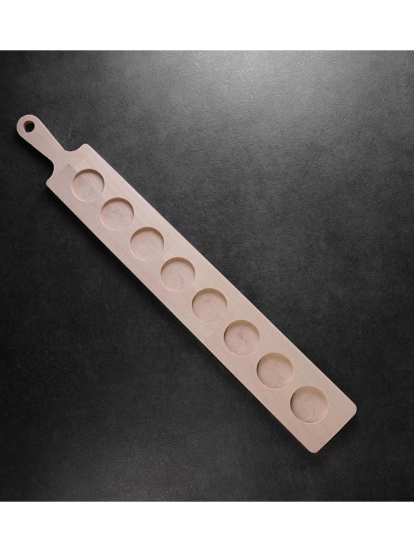 Доска для подачи с ручкой, 8 шота, 51х7х0,8 см, d=4 см, береза