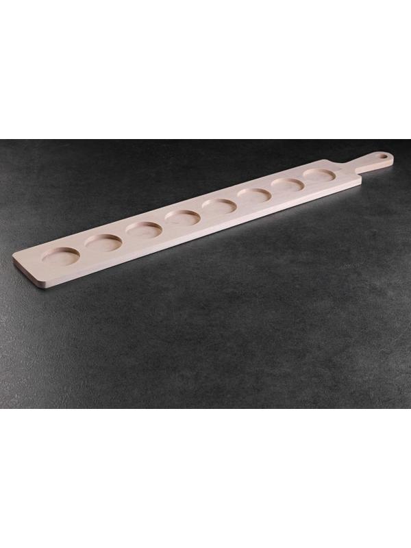 Доска для подачи с ручкой, 8 шота, 51х7х0,8 см, d=4 см, береза