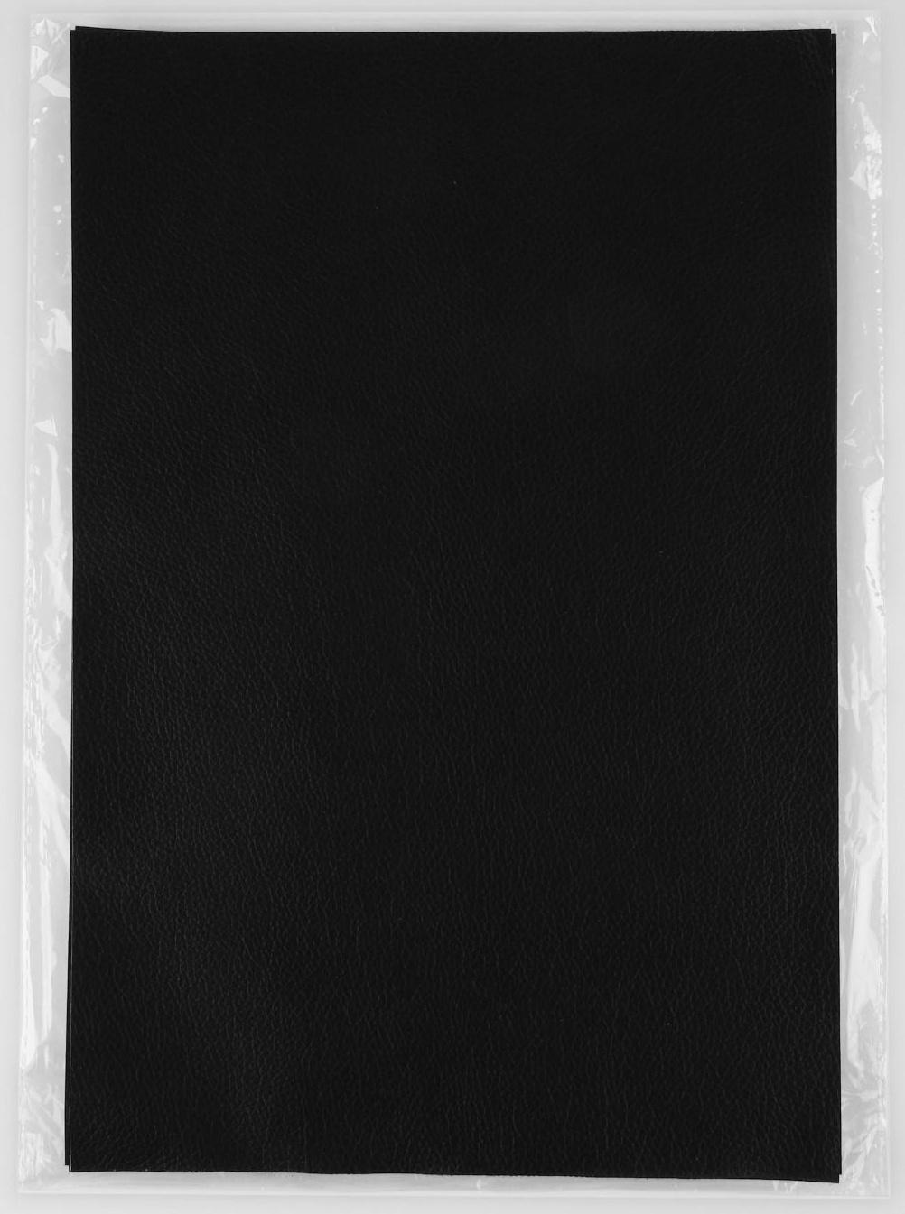 Искусственная кожа, с клеевой основой, 20 × 30 см, 0,5 мм, 3 шт, цвет чёрный