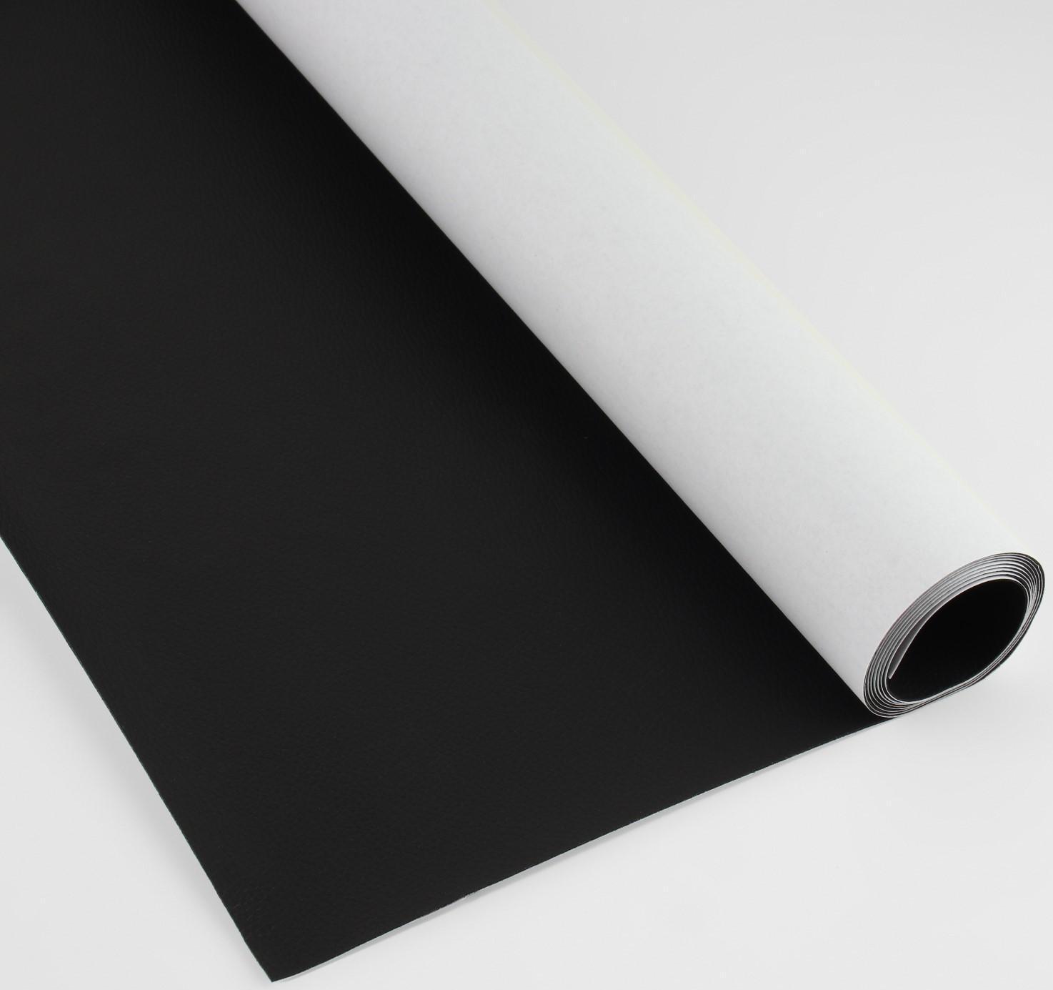 Искусственная кожа, с клеевой основой, 137 × 50 см, 0,5 мм, цвет чёрный