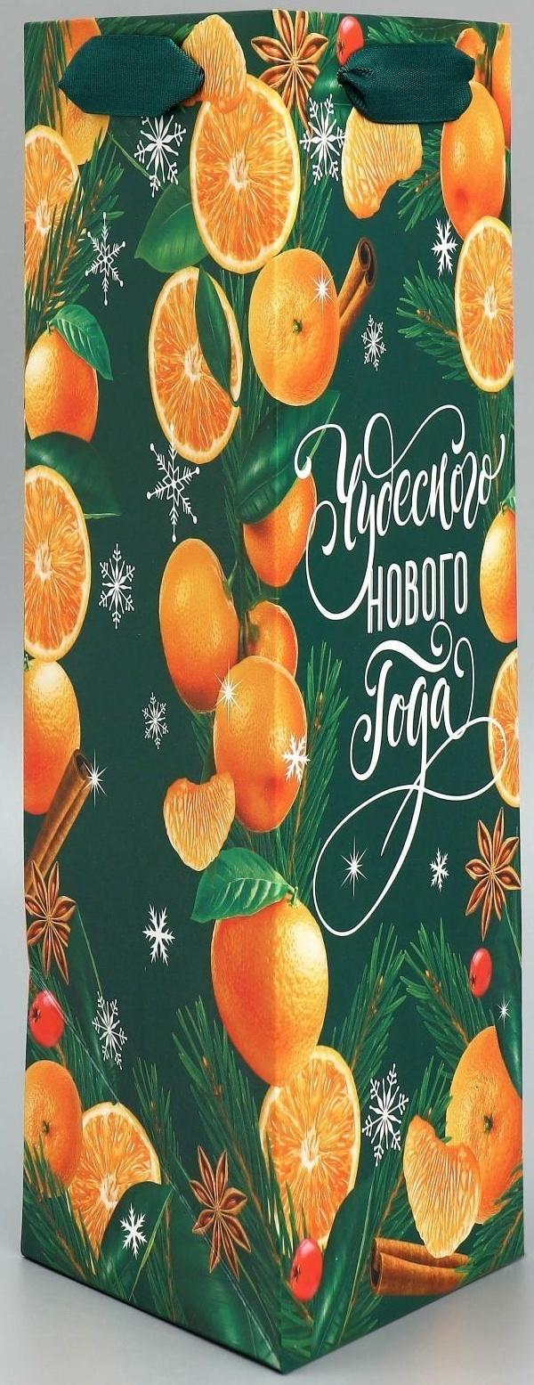 Пакет под бутылку, треугольный «Новый год», 13 × 32 × 11.3 см