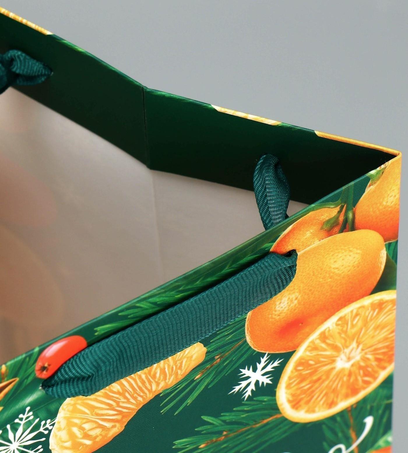 Пакет под бутылку, треугольный «Новый год», 13 × 32 × 11.3 см