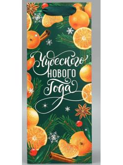 Пакет под бутылку, треугольный «Новый год», 13 × 32 × 11.3 см