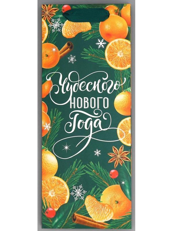 Пакет под бутылку, треугольный «Новый год», 13 × 32 × 11.3 см