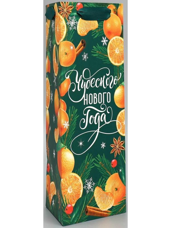 Пакет под бутылку, треугольный «Новый год», 13 × 32 × 11.3 см