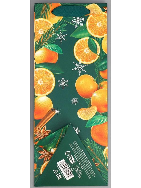 Пакет под бутылку, треугольный «Новый год», 13 × 32 × 11.3 см