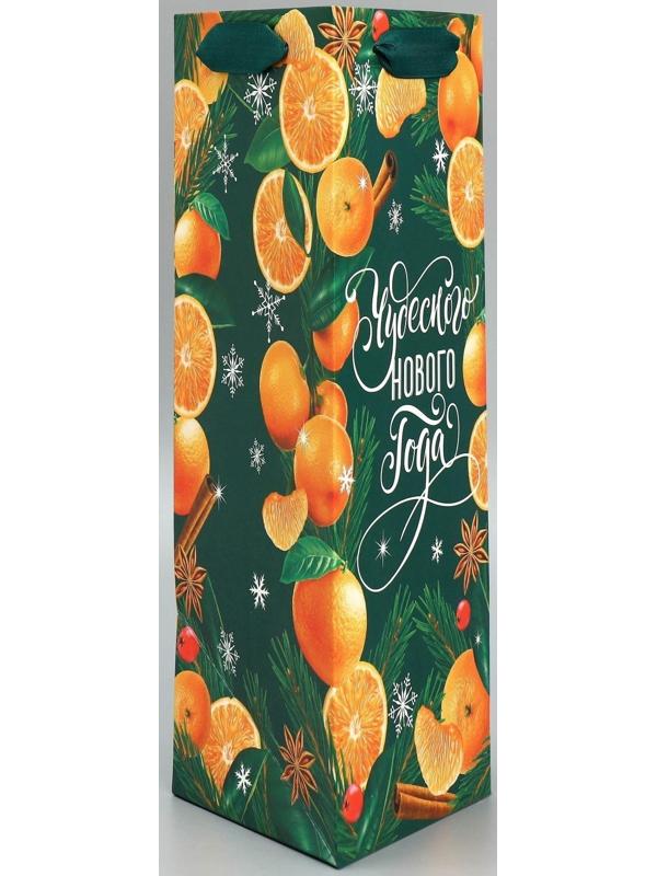 Пакет под бутылку, треугольный «Новый год», 13 × 32 × 11.3 см