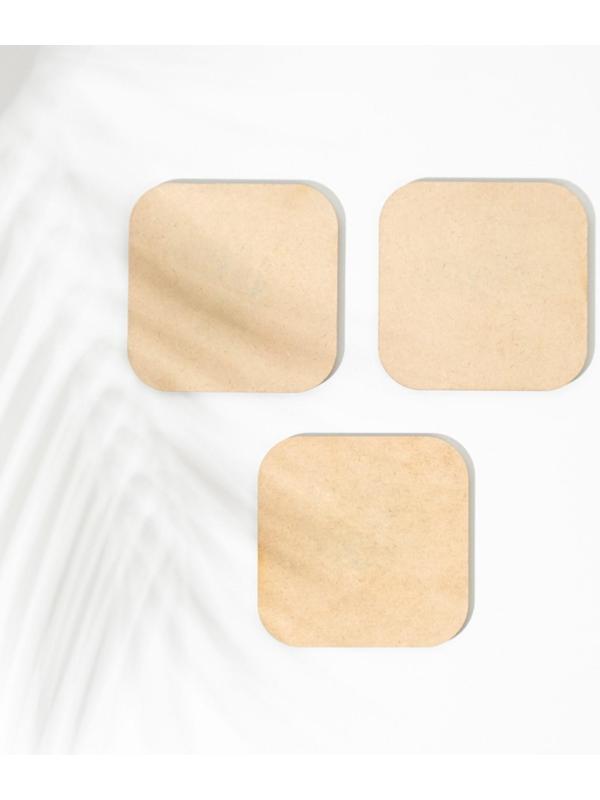 Набор подставок для стаканов, деревянные 3 шт, зеленые листья, 9,5х9,5х0,9 см