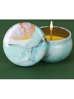 Новогодняя свеча в банке «Загадывай», еловые шишки, высота 5 см