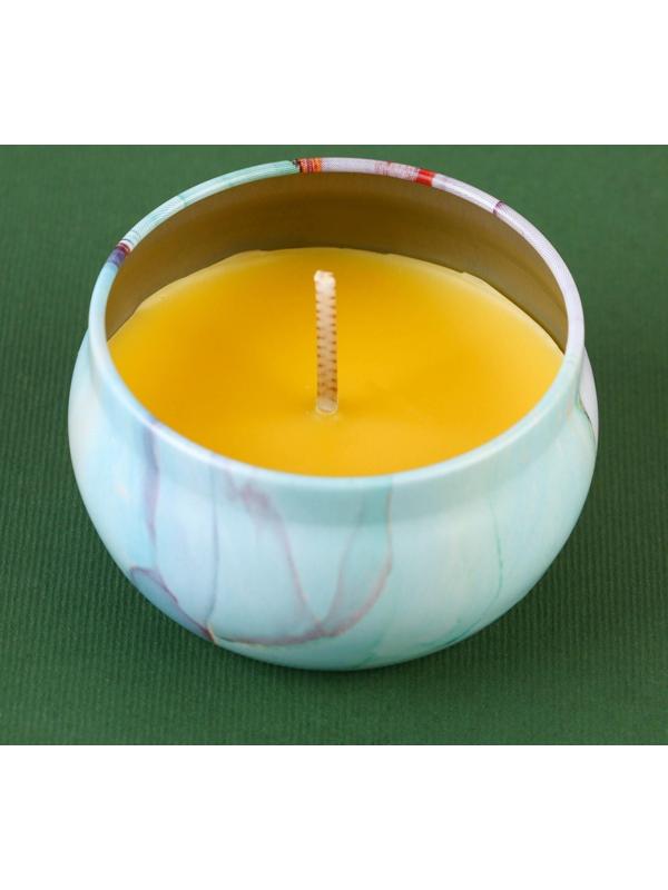 Новогодняя свеча в банке «Загадывай», еловые шишки, высота 5 см