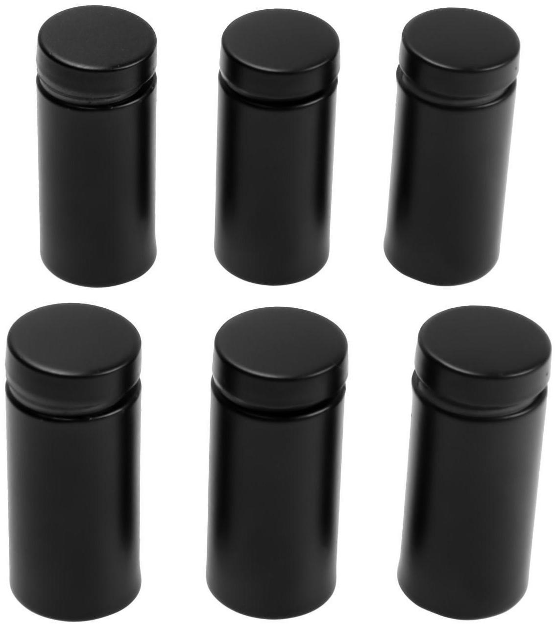 Дистанционный держатель для табличек, 19х40 мм, цвет черный, набор 6 шт.