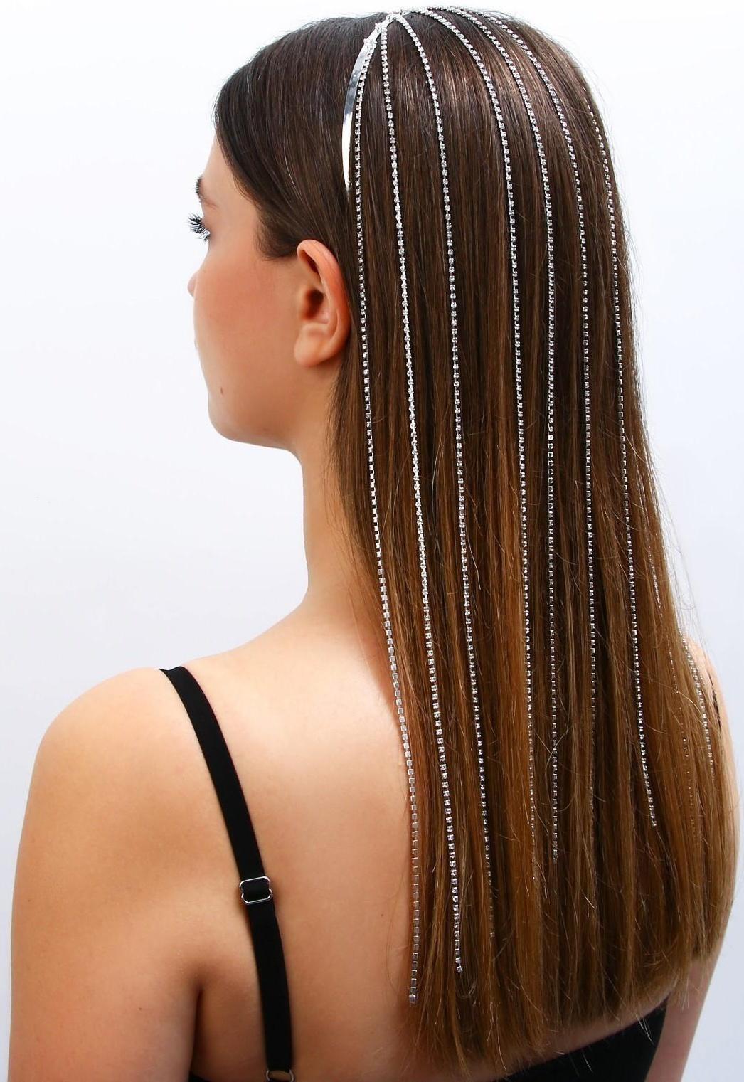 Ободок для волос со стразами «Блистай», длина цепочек 42 см