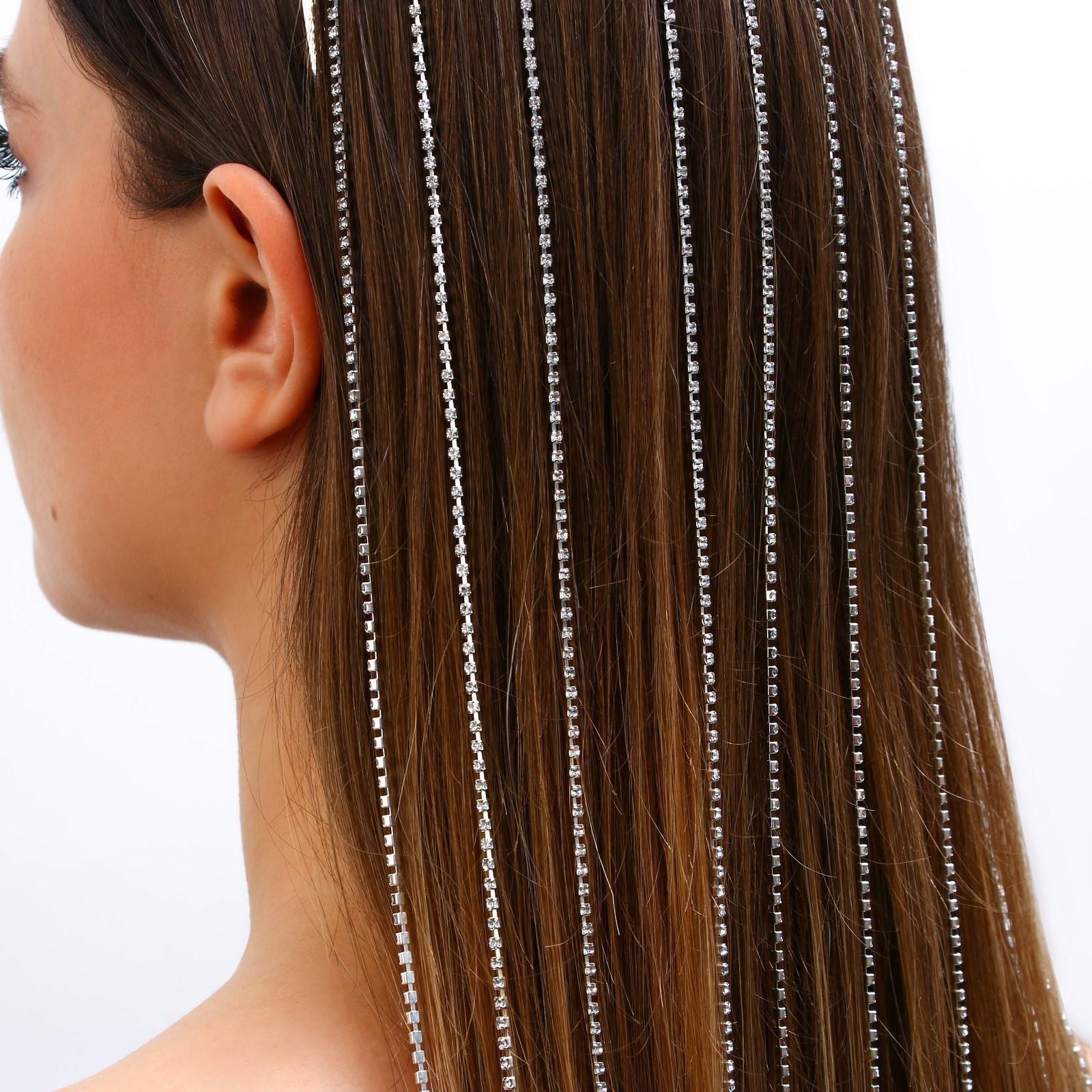 Ободок для волос со стразами «Блистай», длина цепочек 42 см