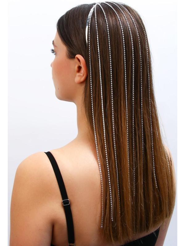 Ободок для волос со стразами «Блистай», длина цепочек 42 см