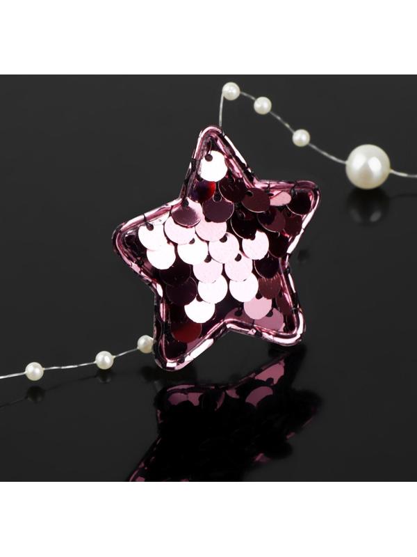 Аппликация с пайетками «Звезда», 3,7 × 3,7см, 10 шт, цвет розовый