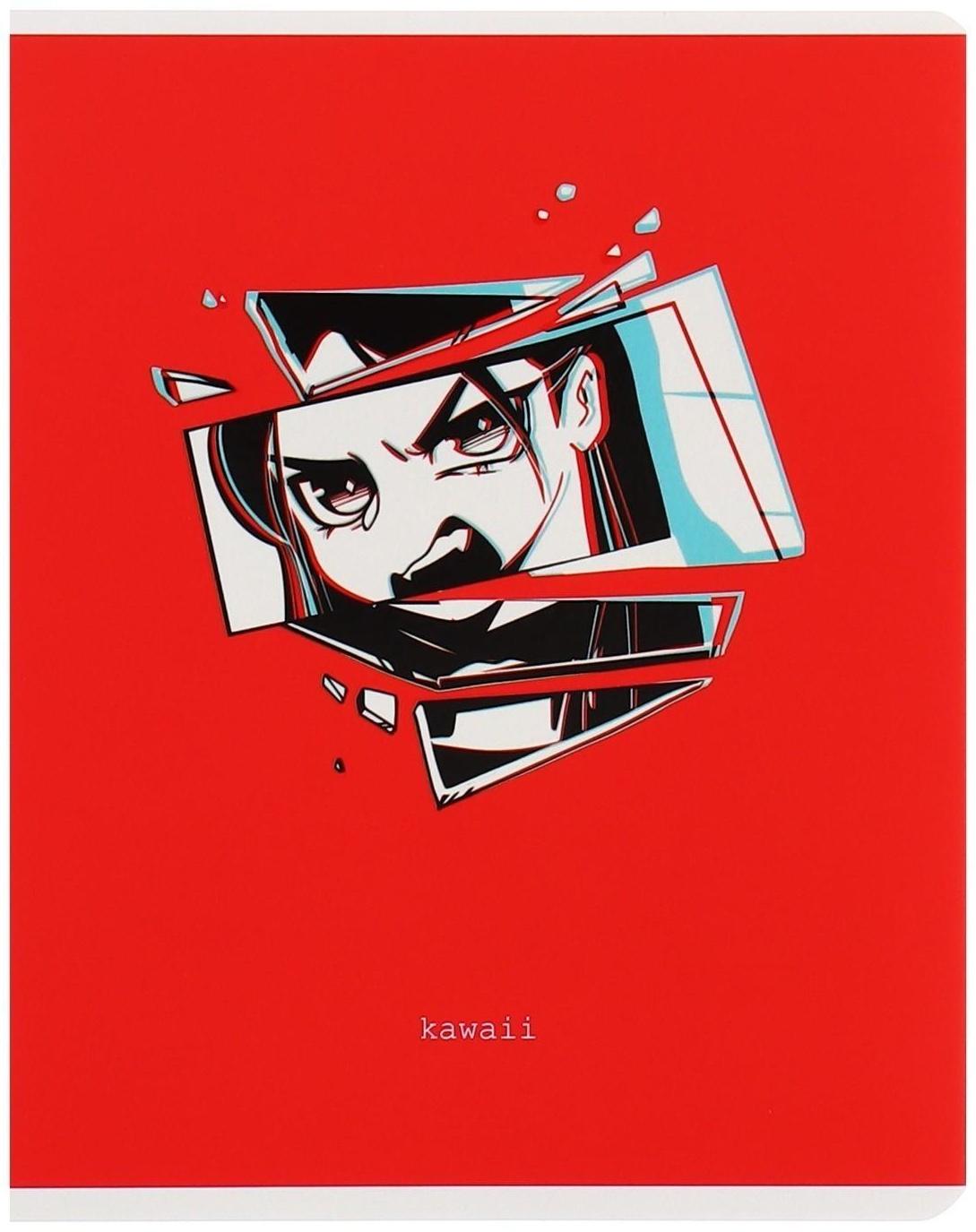 Тетрадь 48 листов в клетку MESHU Kawaii, обложка мелованный картон, матовая ламинация, выборочный УФ-лак, блок офсет, МИКС