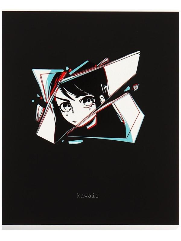 Тетрадь 48 листов в клетку MESHU Kawaii, обложка мелованный картон, матовая ламинация, выборочный УФ-лак, блок офсет, МИКС