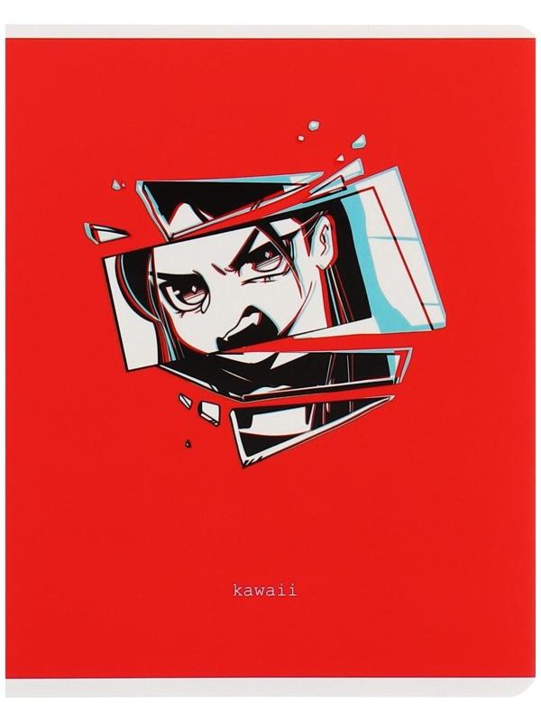 Тетрадь 48 листов в клетку MESHU Kawaii, обложка мелованный картон, матовая ламинация, выборочный УФ-лак, блок офсет, МИКС