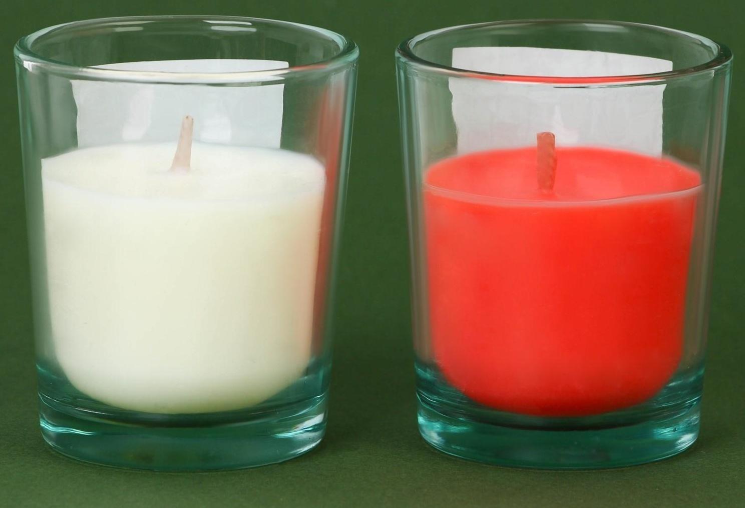 Новогодние свечи в стакане «Счастья от Деда Мороза», корица и апельсин, набор 2 шт., высота 6 см