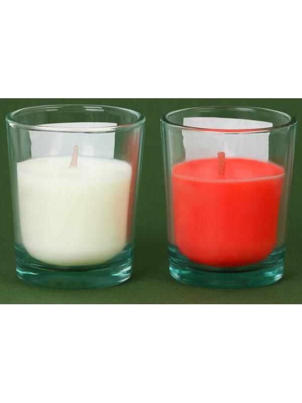 Новогодние свечи в стакане «Счастья от Деда Мороза», корица и апельсин, набор 2 шт., высота 6 см