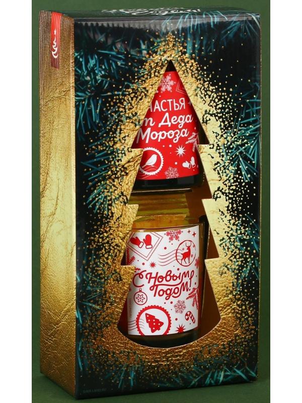 Новогодние свечи в стакане «Счастья от Деда Мороза», корица и апельсин, набор 2 шт., высота 6 см