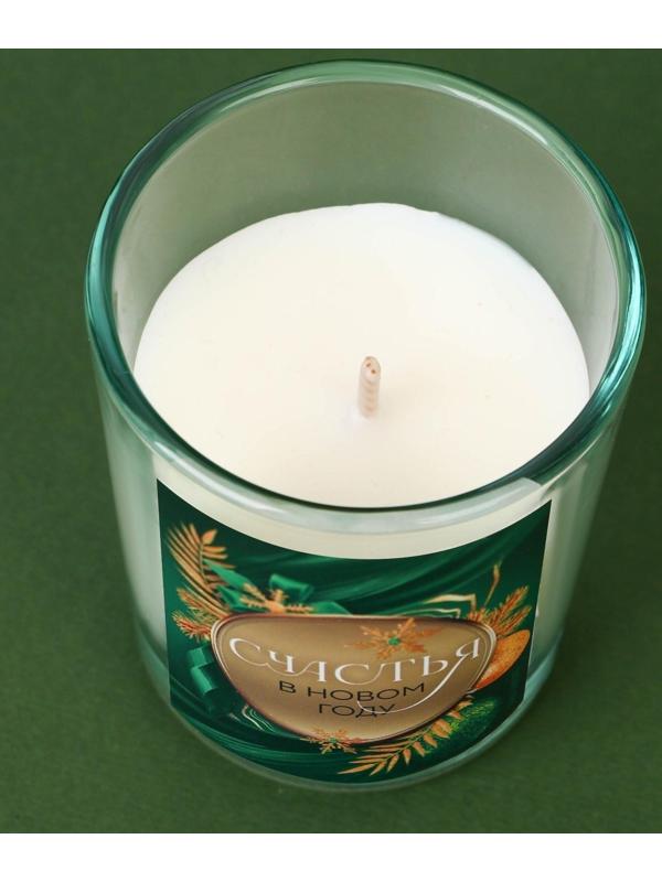 Новогодние свечи в стакане «Чудеса случаются», белый орех и ель, набор 2 шт., высота 6 см