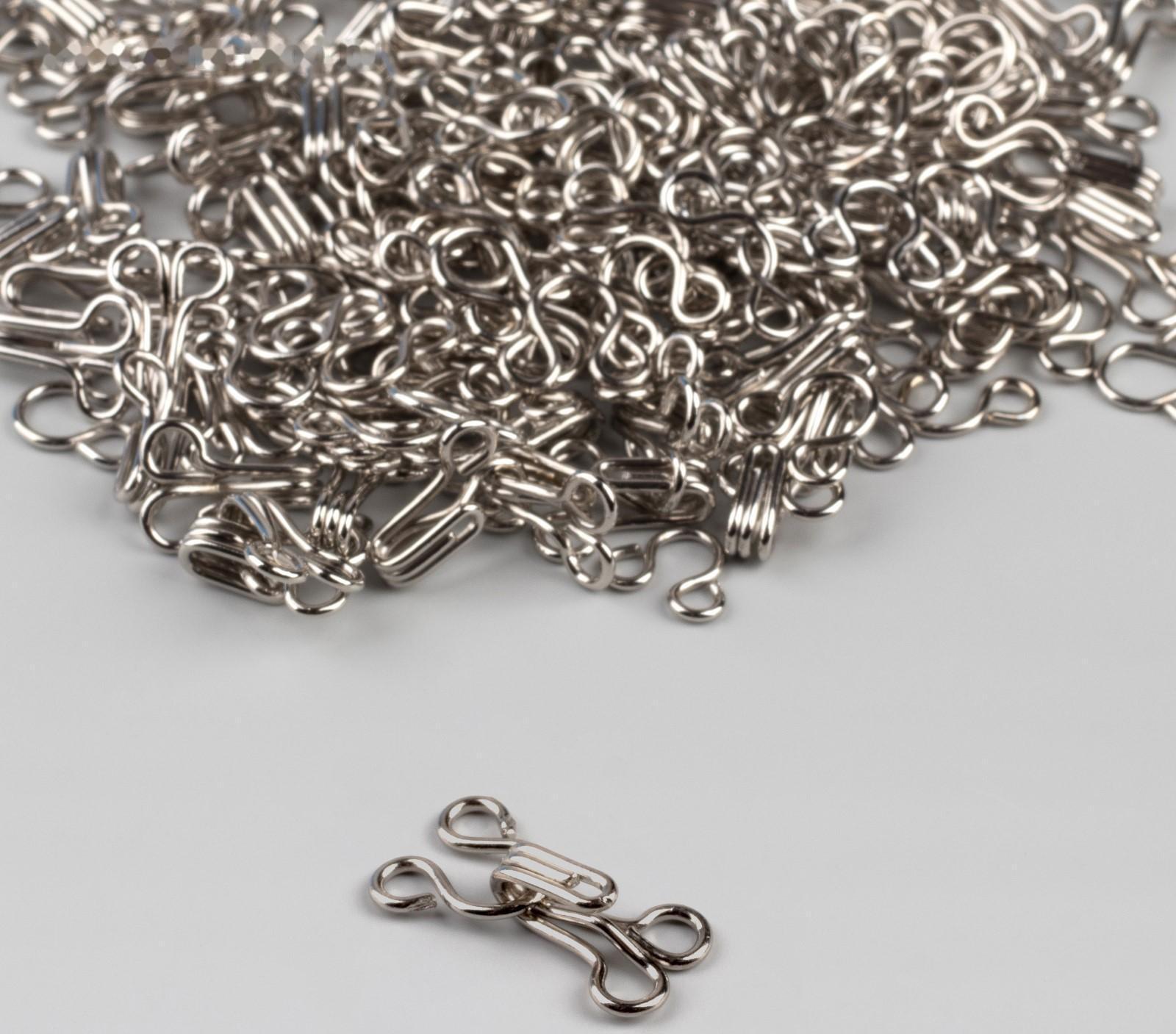 Крючок пришивной, 15 мм, 24 шт, цвет серебряный