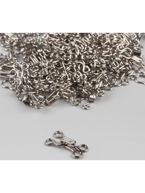 Крючок пришивной, 15 мм, 24 шт, цвет серебряный