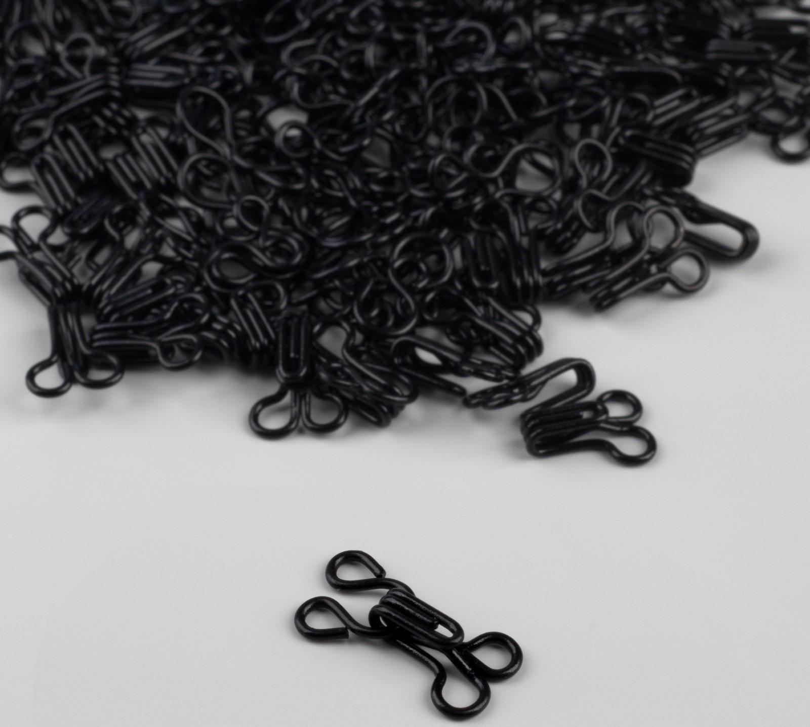 Крючок пришивной, 15 мм, 24 шт, цвет чёрный