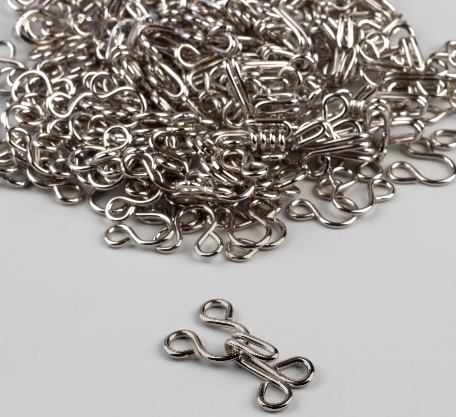 Крючок пришивной, 20 мм, 24 шт, цвет серебряный