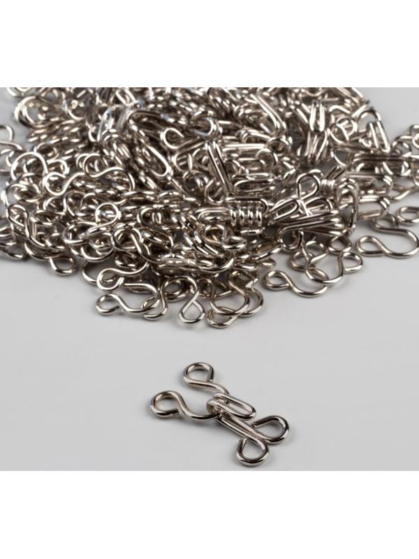 Крючок пришивной, 20 мм, 24 шт, цвет серебряный