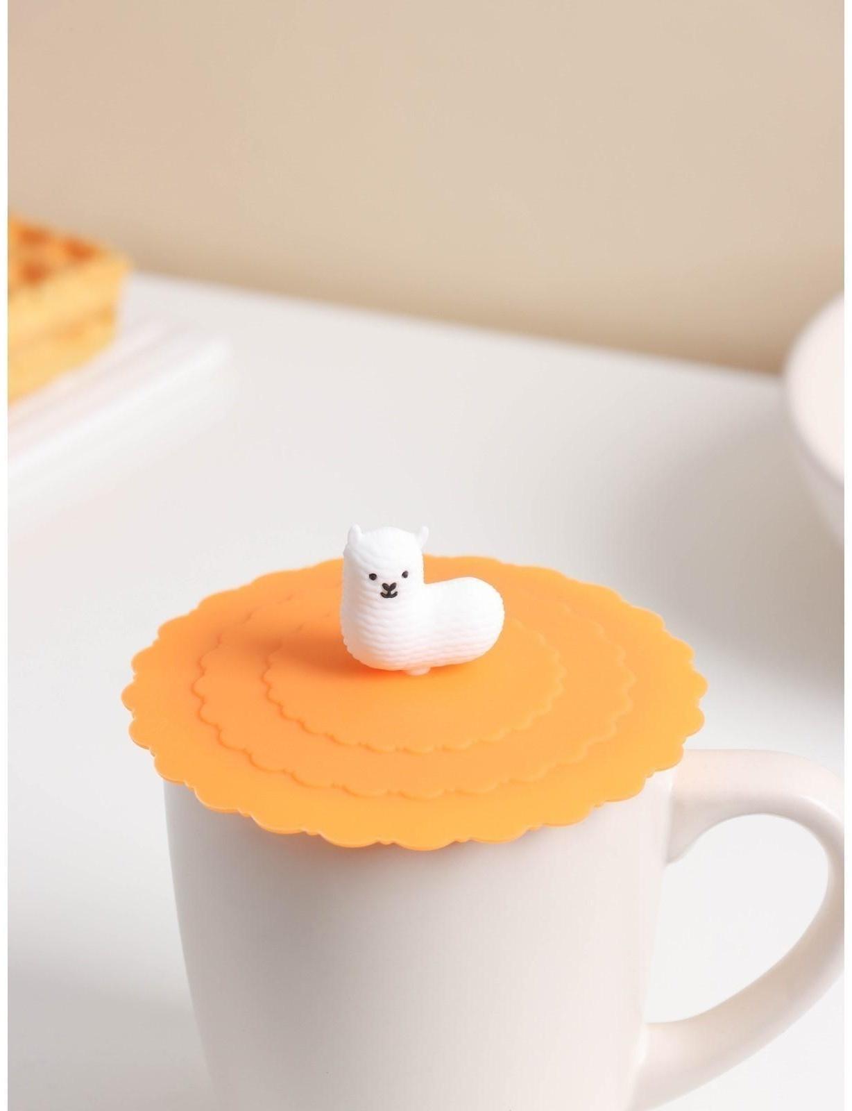 Силиконовая крышка-невыкипайка Доляна «Лама» d=10 см, цвет оранжевый