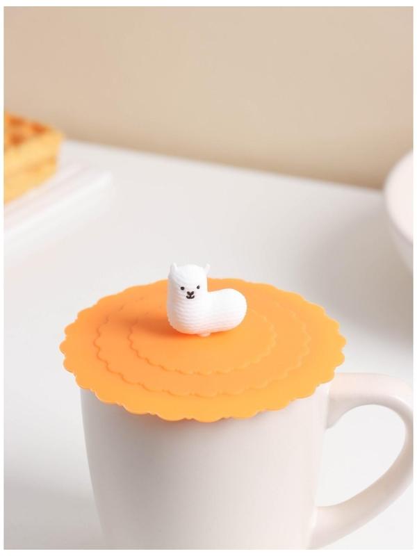 Силиконовая крышка-невыкипайка Доляна «Лама» d=10 см, цвет оранжевый