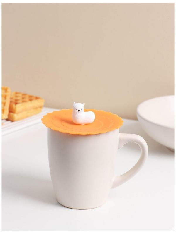 Силиконовая крышка-невыкипайка Доляна «Лама» d=10 см, цвет оранжевый