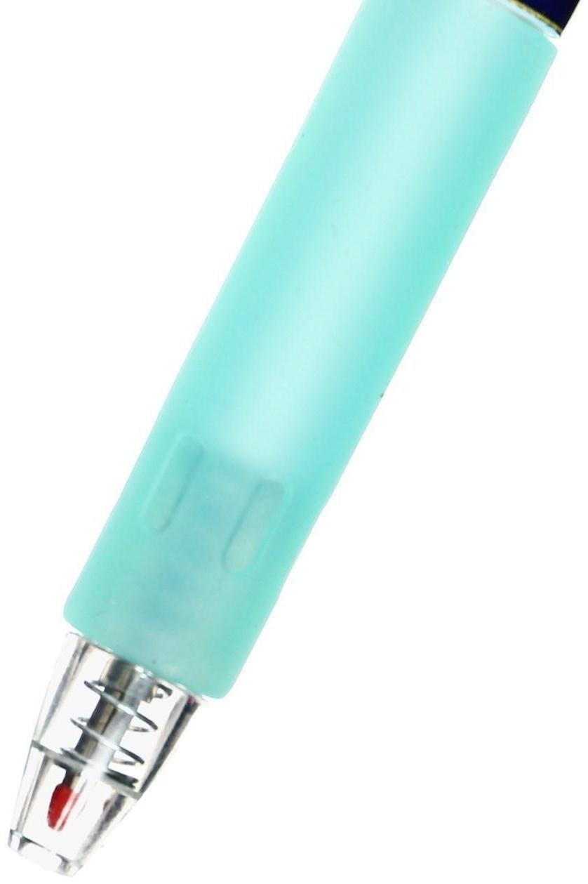 Ручка гелевая автоматическая синяя, с резиновым держателем, Космонавт МИКС