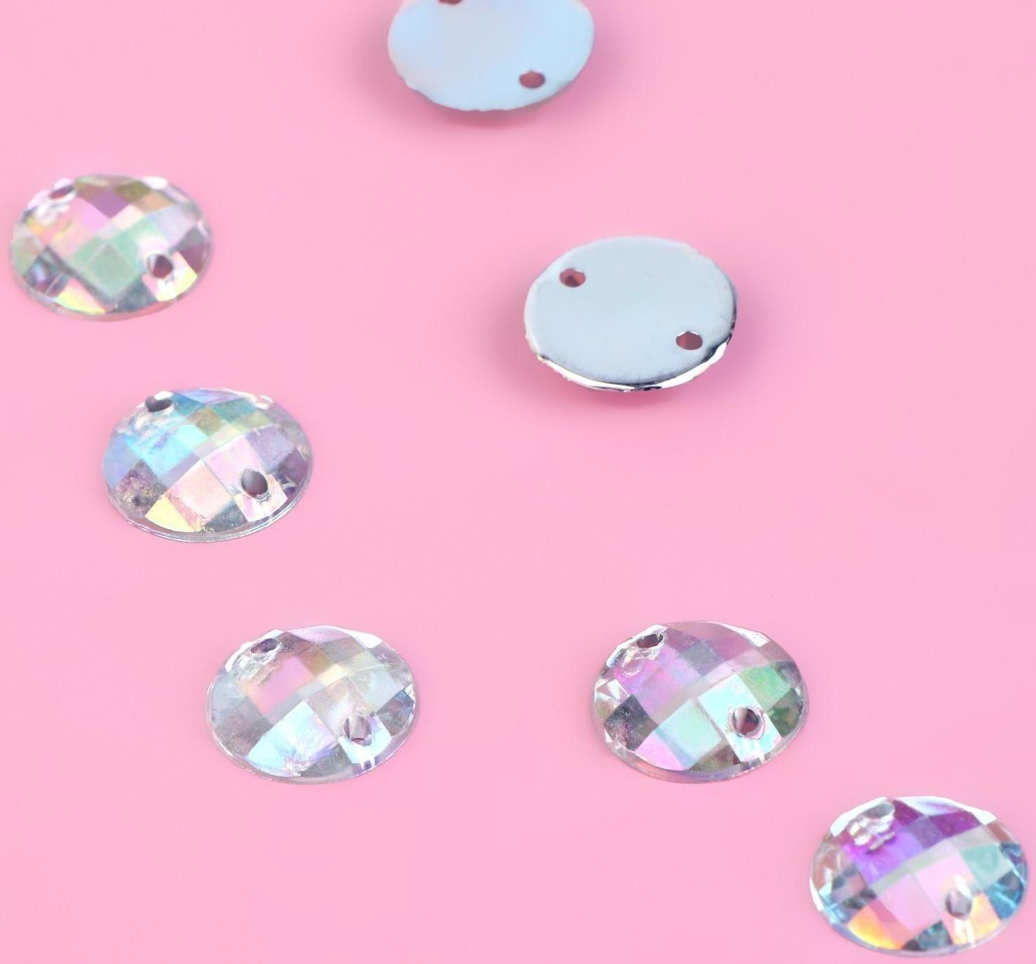 Стразы пришивные «Круг», с голографией, d = 10 мм, 24 шт