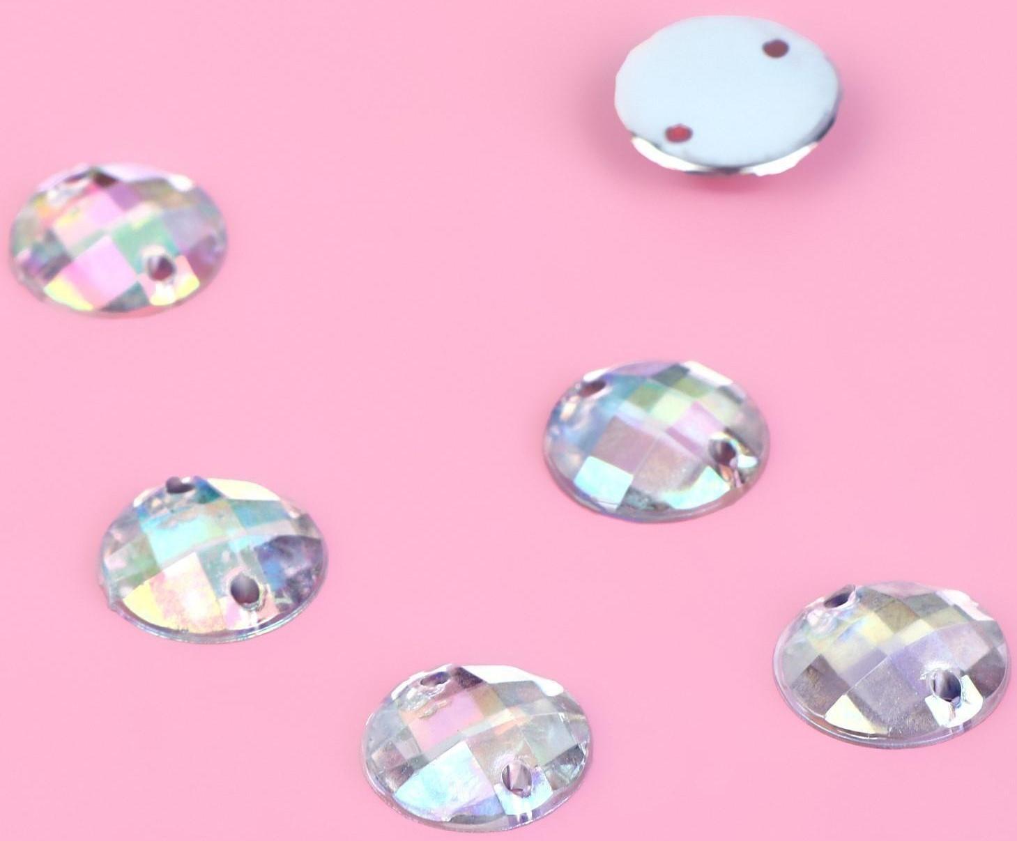 Стразы пришивные «Круг», с голографией, d = 10 мм, 24 шт